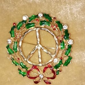 Vintage enamel Christmas peace sign